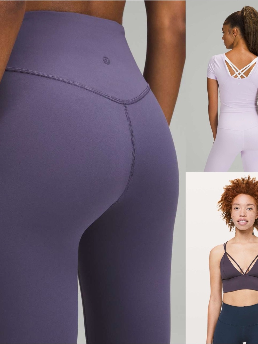 Monochrome Purple Lululemon Set Bra Crop Top Pushing Limits Align Wonder Under 6 - Picture 2 of 11